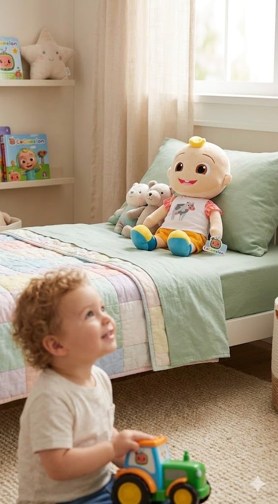 Jay Franco Cocomelon Soft Plush Pillow Buddy, Kids Bedroom Character Pillow, Polyester, Green