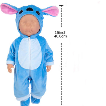 Suit+Shoes Dolls Outfit for 18 inch 43cm Baby Doll Cute Jumpers Rompers Doll Clothes (Blue)