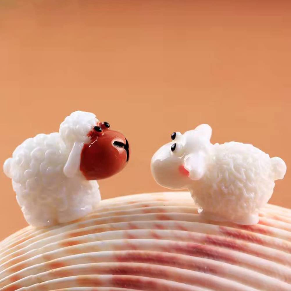 BLAPNK 40pcs Miniature Sheep Figurines Mini Herd of Sheeps Figure Toy Cake Toppers Moss Landscape Decoration DIY Terrarium Crafts Ornament