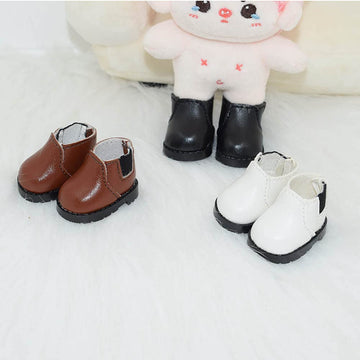 niannyyhouse 10cm Plush Doll Tall Boots Leather Shoes Length 3.8cm Doll Accessories (Black+Brown)