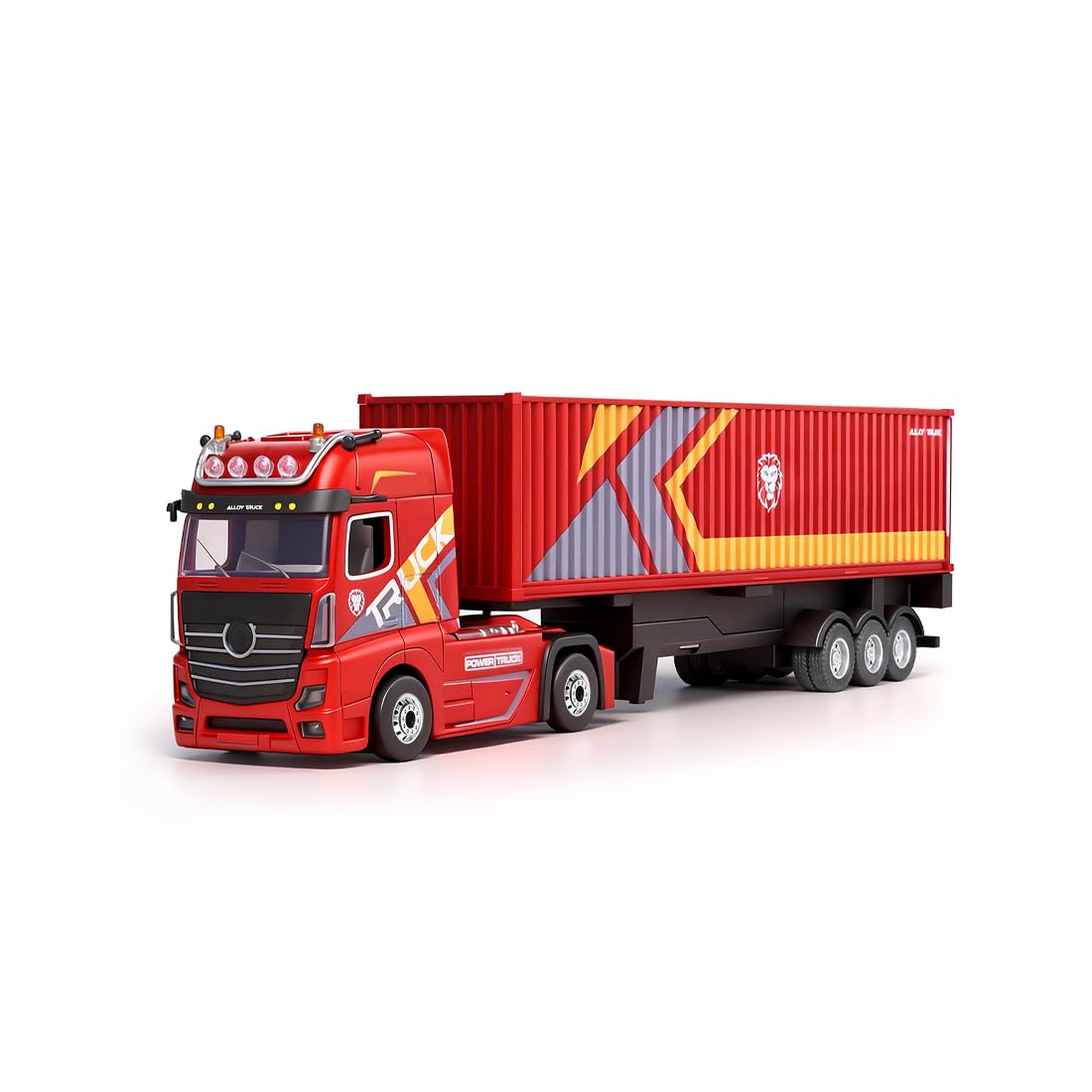 Keetopteep RC Semi Truck with Trailer, 1:64 Scale 2.4GHz Remote Control Container Truck with LED Lights, Independent Suspension, Three-Speed Control