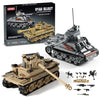 WW2 Army Tank Toys Building Kit Compatible with Lego, Create a German Tiger & an American M4 Sherman Models with 1184 Blocks, Great Military Toy Gifts