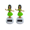 2 Pieces Green Solar Powered Dancing Hula Dashboard Decorations Swinging Bobbleheads Solar Dancing Figurines Collection Figurines for Auto Interior