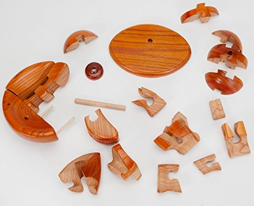 CHH 6140 4.5 Inch Wooden Baseball and Glove 3D Puzzle, Dark Wood Finish