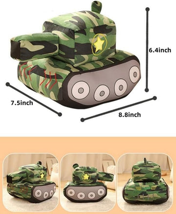 XIZHI Car Plush Toy Soft Stuffed Car Plush Pillow Toy CuteTractor Cartoon Throw Pillow Plushie Gifts for Kids Birthday Christmas Party (Tank)