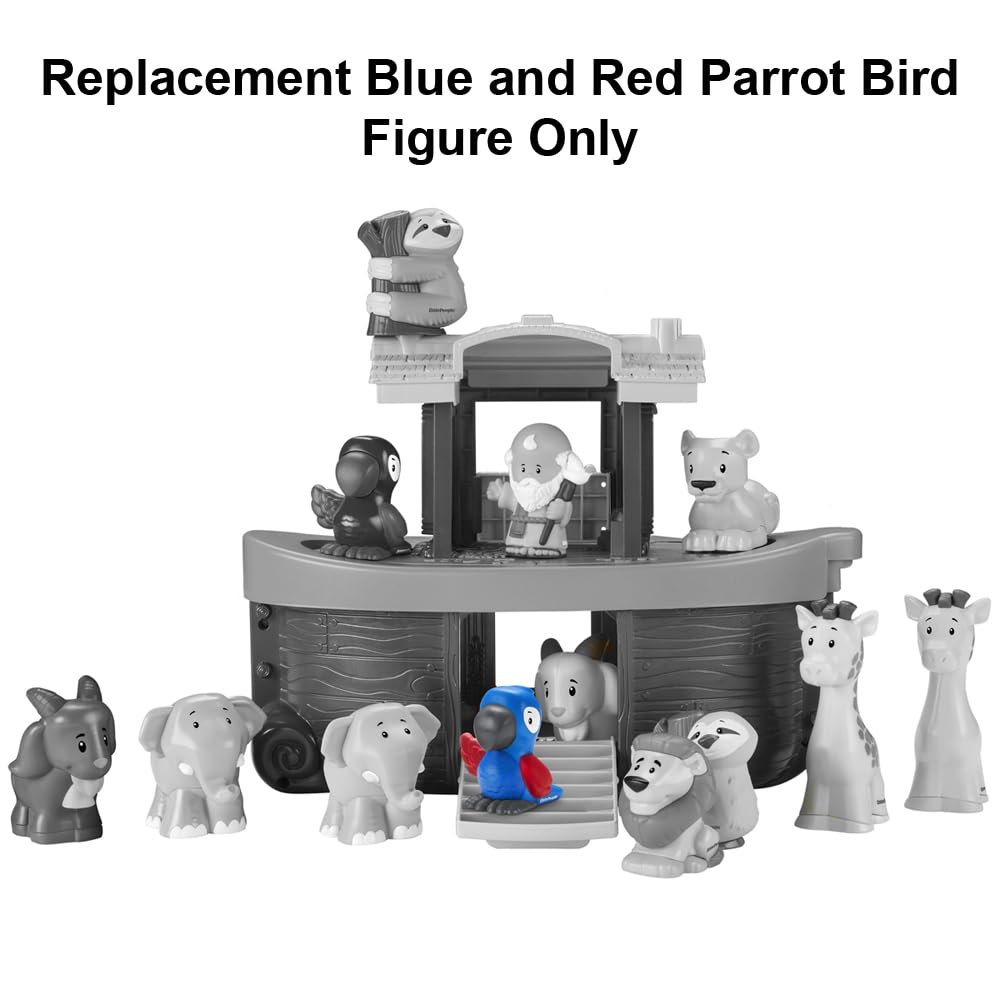 Replacement Blue and Red Parrot Bird Figure for Fisher-Price Little People Noah's Ark Playset - HNG03 ~ Works with Other Sets Too ~ Children's Bible