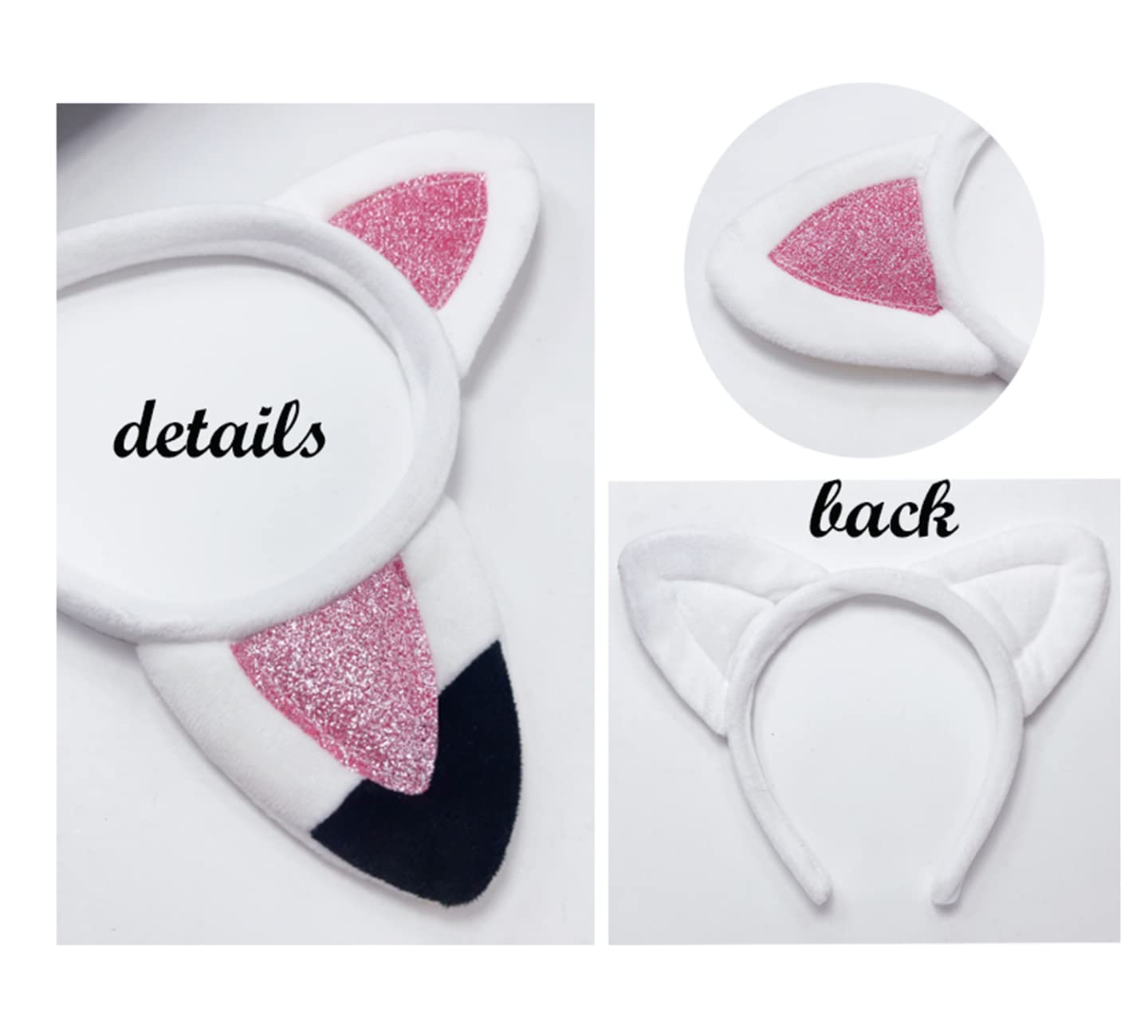 Atvscay Cat Ears Headband Birthday Party Headwear Shiny Flannelette Hair Hoop For Girl Halloween Costume (Elastic Headwear)