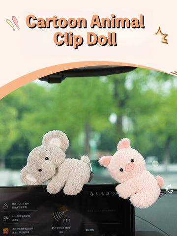 WASTROYAL Cute Plush Animal Dashboard Decor Adorable Elephant & Pig Car Screen Topper Stress Relief Desk Holder for Office, Car & Home (Panda)