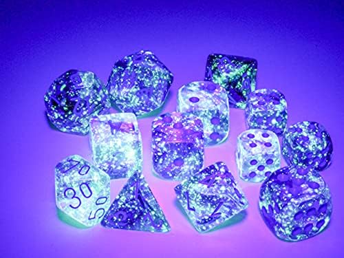 DND Dice Set - Chessex D&D Dice - 16mm Nebula Nocturnal & Blue Luminary Plastic Polyhedral Dice Set-Dungeons and Dragons Dice Includes 12 Dice - D6
