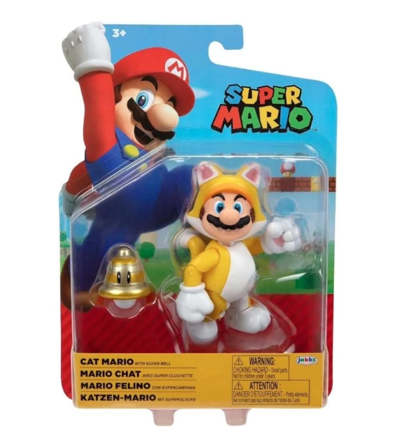 Super Mario Cat Mario 4 Inch Action Figure with Super Bell
