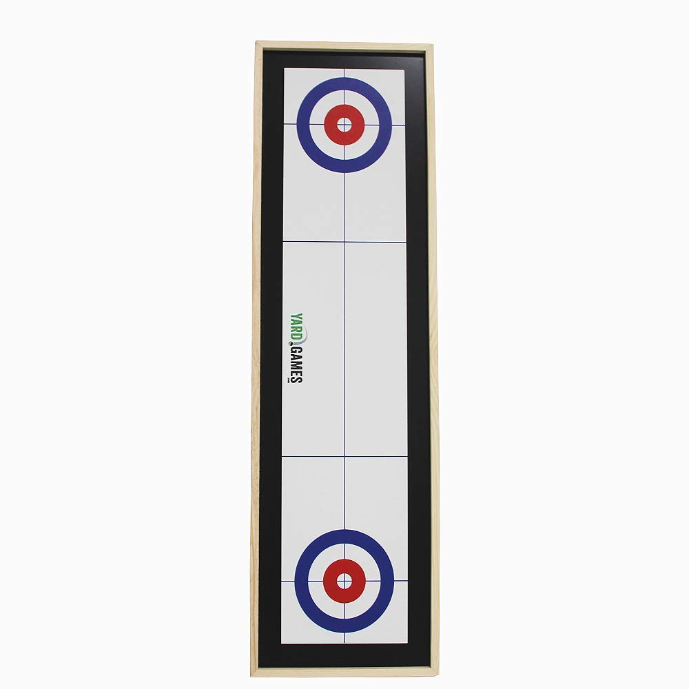 Yard Games Curling and Shuffleboard 2 in 1 Table Top Game with 8 Rolling Discs