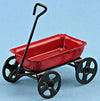 Dollhouse Miniature Small Red Wagon in Painted Metal
