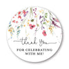 2"" Round Watercolor Wildflowers Thank You Favor Stickers - Set of 40