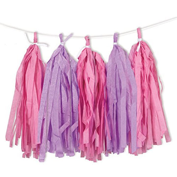 Stunning Pink & Purple Tissue Tassel Garland - 9 ft (1 Pc.) - Premium Quality Paper - Eye-catching Party Decor - Ideal for Any Occasion
