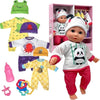 Soft Body Baby Doll with Accessories & 4 Sets of Animal Outfits, Realistic Baby Doll with Clothes & Toys, 14 Inch Doll Play Set Wardrobe Closet, Baby