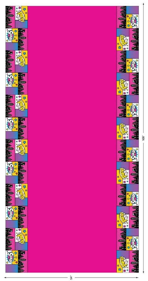 Superhero Girl Tablecloth - 54" x 108" | Plastic | Pop Superhero Design | 1 Pc.