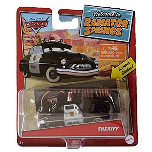 Pixar Cars Sheriff, Welcome to Radiator Springs with Bumper Sticker (1:55 Scale)