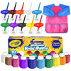 The Mega Deals Kids Painting Set - Washable Non-Toxic Finger Paints (10 Colors of 2 oz) with 10 Paint Cups, 10 Brushes, Kids Smock Mess-Free Toddler