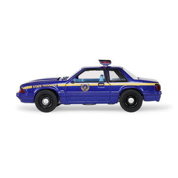 1988 "New York State Police Blue with Yellow Stripes and Blue Interior Hot Pursuit Series 8 1/64 Diecast Model Car by Greenlight 42650A