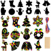 DIYASY Christmas Scratch Art Paper,96Pcs Crafts Kits Magic Rainbow Scratch Cards for Xmas Tree Ornaments and Kids Birthday Decoration