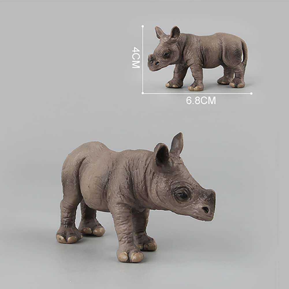 BLAPNK 3 Pcs African Jungle Rhinoceros Model Figure Toy, Realistic Rhinos Figurines Collection Playset Preschool Science Educational Learn Cognitive