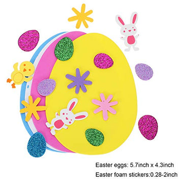 Chuangdi 180 Pcs Easter Foam Stickers Set Easter Foam Eggs and Bunny Chick Stickers Crafts Kits for DIY Home Activities Spring Party Supplies