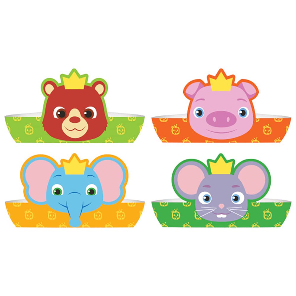 Fun Multicolor Cocomelon Paper Crowns - 6.75" x 4.50" (Pack of 8) - Colorful & Durable Material - Perfect for Kids Birthdays & Themed Celebrations