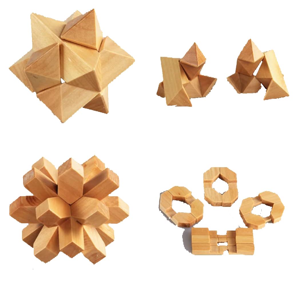 ULT-unite3D Wooden Cube Brain Teaser Puzzle