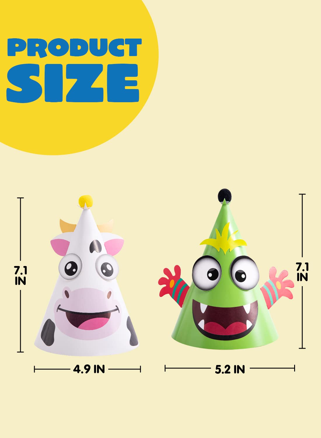 JOYIN 12 Sets Party Hats for Kids Birthday Party Games Craft Activities, Cute Animal Theme Birthday Hats Activity Kits with Stickers for Kids Holiday
