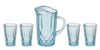 Dollhouse Miniature Chrysnbon Blue Pitcher with 4 Glasses