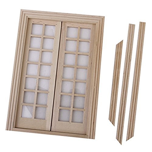 ULTNICE 1:12 Dollhouse Furniture Miniature Wooden Exterior Door 28 Panel