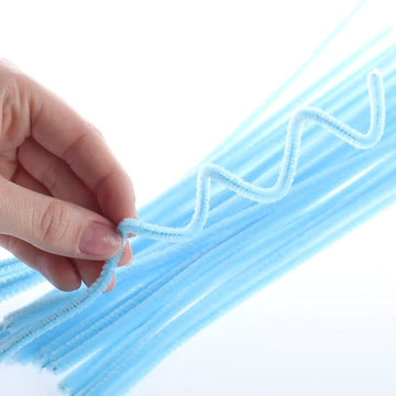 Pack of 350 Pastel Light Blue Pipe Cleaners. Fuzzy Stick Chenille Stems for Adult Crafts - Size: 12 Inches Long x 6 mm Dia