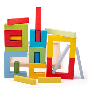 Bigjigs Toys Building Blocks (Doorways, Cylinders & Planks) - 20 Piece Quality Wooden Blocks for Kids, Sensory Toys & Stacking Blocks, Building Blocks