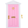 Yardwe Mini Wooden Fairy Door with Spire Design, 1:12 Scale Dollhouse Accessories for Decoration, Pink Door with Key for Christmas, Birthday, Wedding