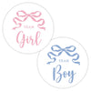 Pink and Blue Bow Gender Reveal Stickers - 40 Labels (20 of Each Design)