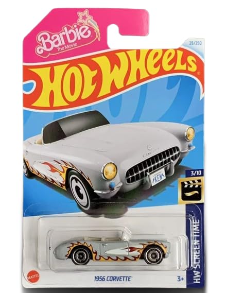 Hot Wheels 1956 Corvette Barbie (Gray) HW Screen Time 3/10, Diecast Car