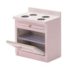 Simhoa Pink Kitchen Stove with 2 Burners & Wide Oven for 1/12 Doll House Furniture