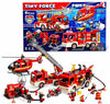 Tiny Force Fire Rescue Set - Fire Truck with Ladder, Toy Helicopter, Motorcycle & Fire Water Pump, Emergency Pretend Play Toys for Kids & Toddlers