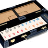 Bello Games New York, Inc. Spring Street Deluxe Designer Rummy Game Set with Wooden Racks and Large Size Engraved Numbers in a Blue Velour Case