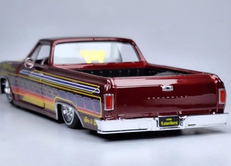1965 El Camino Lowrider Candy Red Metallic with Graphics Lowriders Series 1/25 Diecast Model Car 32543CRD