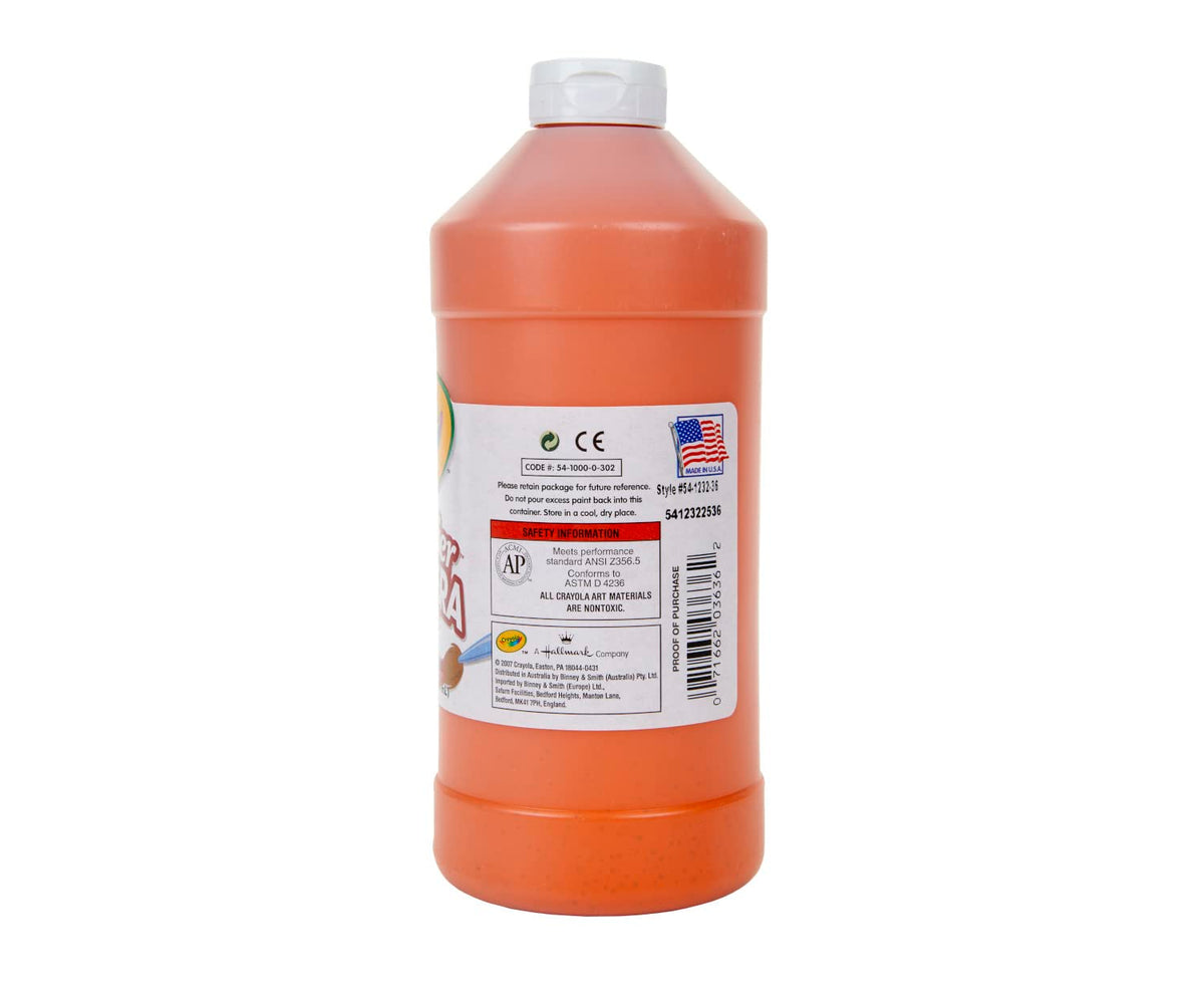 Crayola Tempera Paint, Orange Kids Paint, Art & School Supplies, 32oz