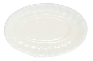 Dollhouse Miniature White Porcelain Platter with Fluted Rim