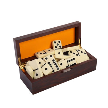 Double Six Dominoes Set for Adults with Wooden Storage Box - 28-Piece Portable Travel Game, Family Board Game for Kids & Adults - Dominoes for Game