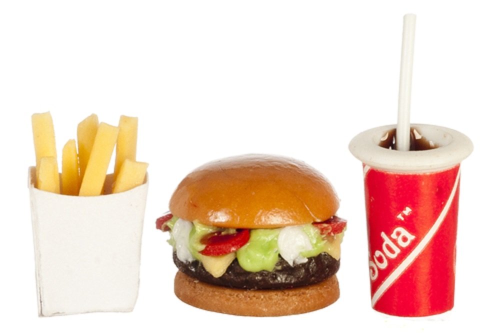 Dollhouse Miniature HAMBURGER/FRIES/DRINK