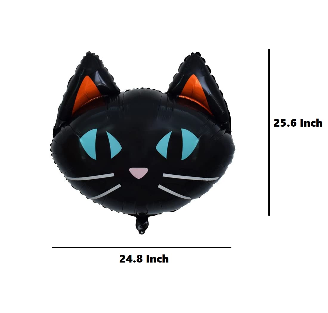 25.6" Black Cat Balloons - Cat Head Foil Balloon Decoration for Halloween Birthday Baby Shower Animal Party Day of Death Decor Supplier 3PCS
