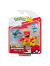 JAZWARES Pokémon Pack of 3 Battle Figures Set Tiplouf, Feuforêve, Magmar 5 cm