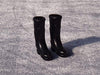 SXFSE Doll Accessories, Dollhouse Miniature Scene Model Black Rubber Rain Boots Shoes Decoration Pretend Play Toy (Black)