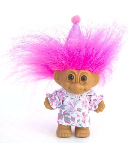Russ Berrie My Lucky Happy Birthday Mini 4" Troll Doll - Pink Hair