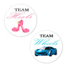Team Heels Wheels Gender Reveal Party Stickers,2.5 Inch Party Stickers Decorations Supplies Favors Voting Glossy(120 Pcs)