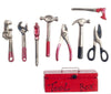 Dolls House Red Tool Box & Metal Tools Miniature Garden 1:12 Shed Work Accessory